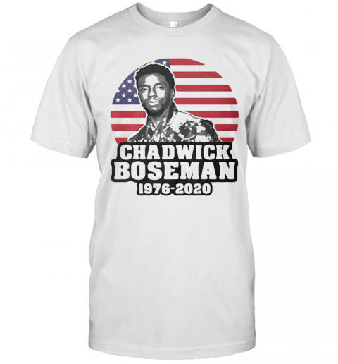 Black Panther Rip Chadwick Actor 1976 2020 American Flag T-Shirt