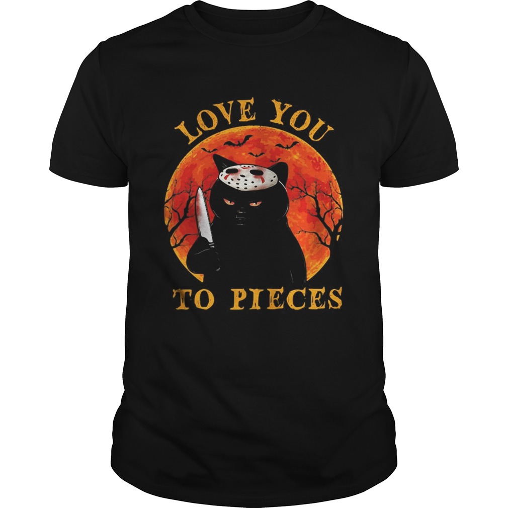 Black cat with knife Love you to pieces sunset Unisex