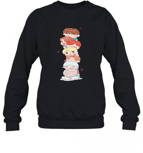 Bts Band Members Chibi Hearts T-Shirt Unisex Sweatshirt