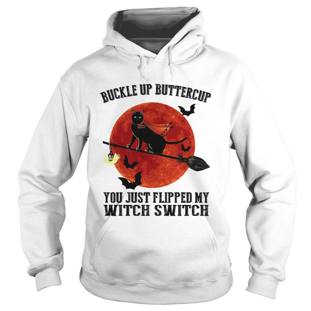 Buckle Up Buttercup You Just Flipped My Witch Switch Cat Sunset Halloween Hoodie