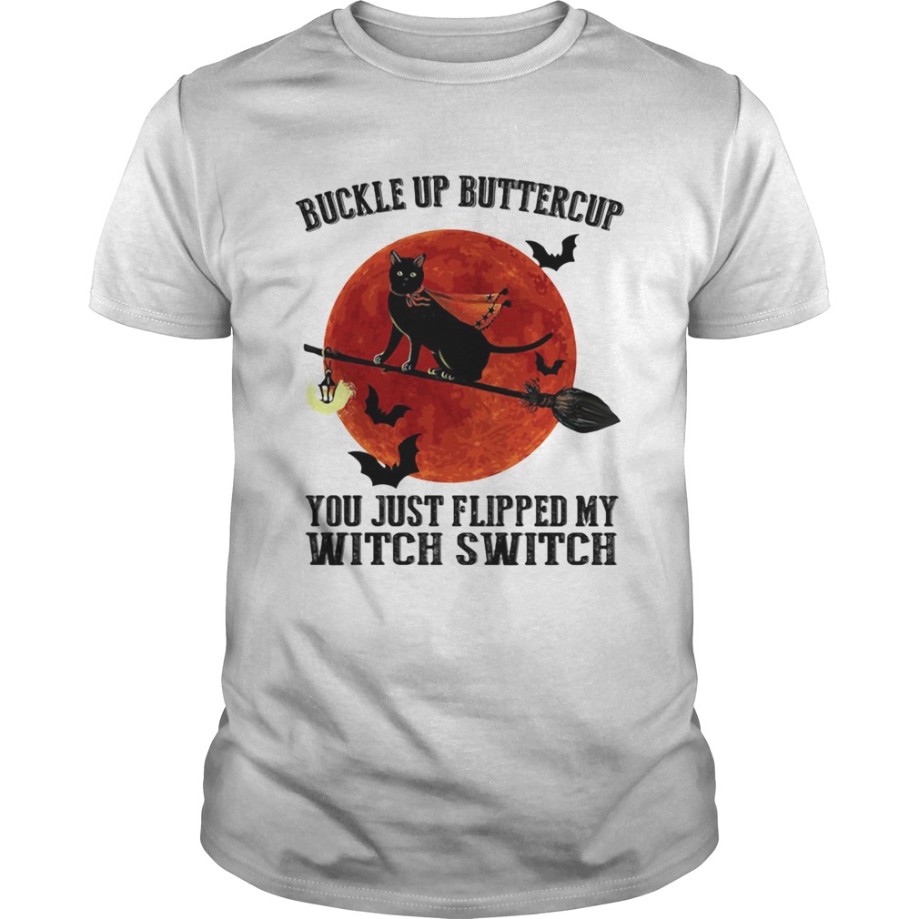 Buckle Up Buttercup You Just Flipped My Witch Switch Cat Sunset Halloween shirt