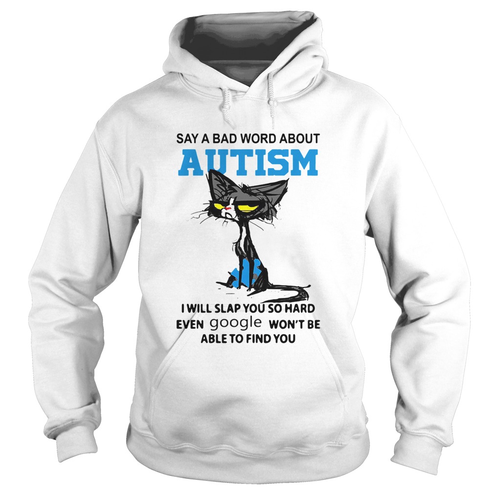 Cat Say A Bad Word About Autism I Will Slap You So Hard Even Google Wont Be Able To Find You Hoodie