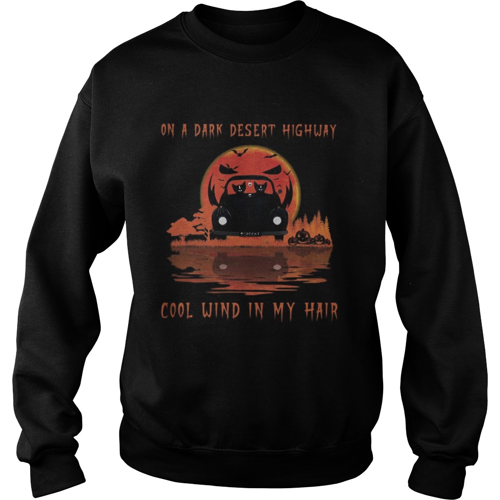Cat driving car on a dark desert highway cool wind in my hair moon Sweatshirt