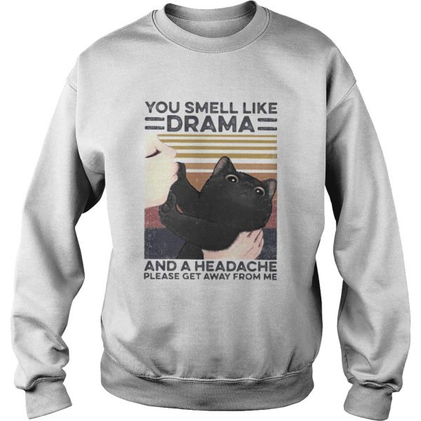 Cat you smell like drama and a headache please get away from me vintage retro  Sweatshirt