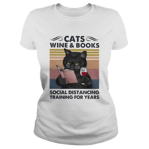 Cats Wine And Books Social Distancing Training For Years  Classic Ladies