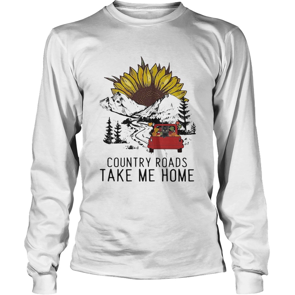 Country Roads Take Me Home Cat Truck Sunflower Long Sleeve