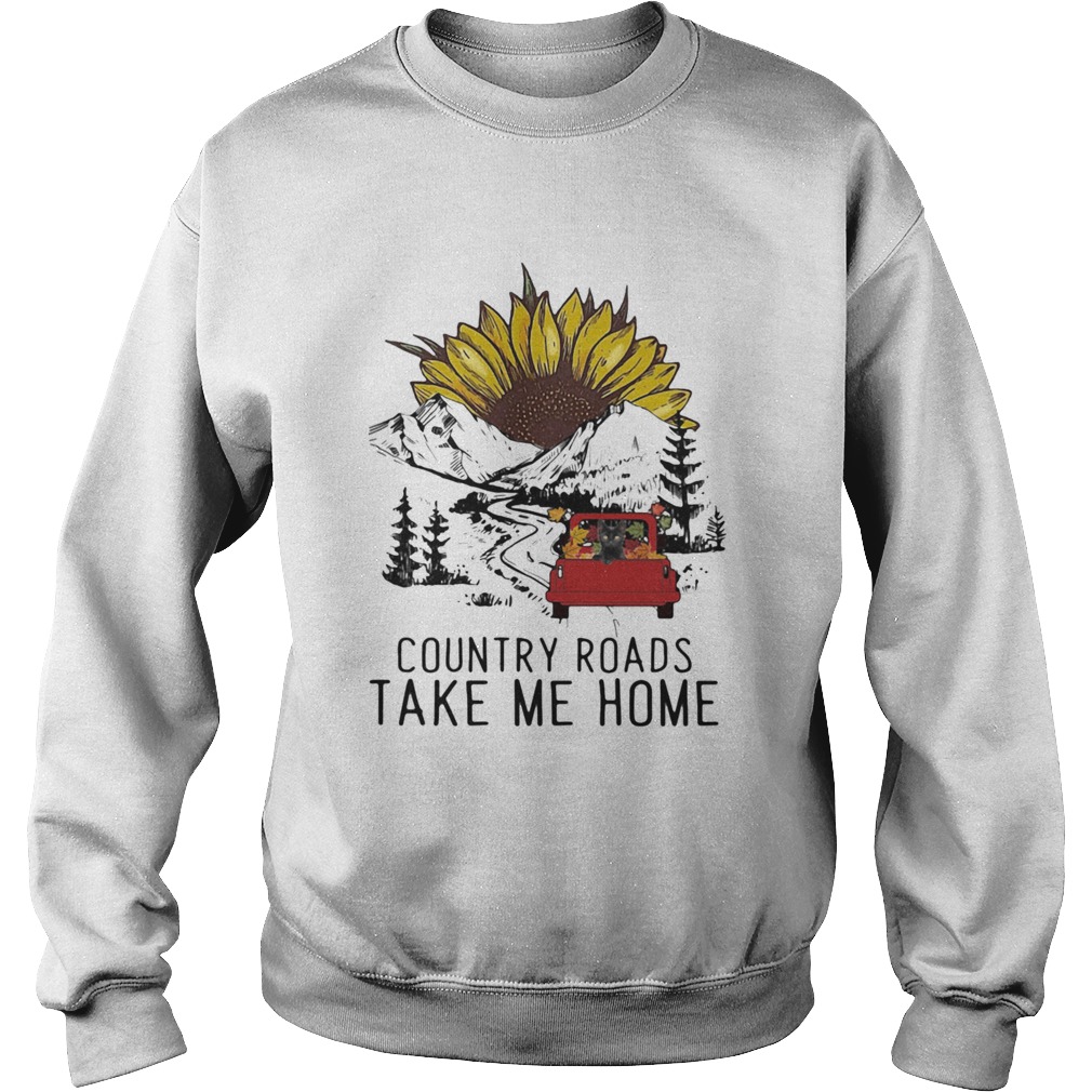 Country Roads Take Me Home Cat Truck Sunflower Sweatshirt