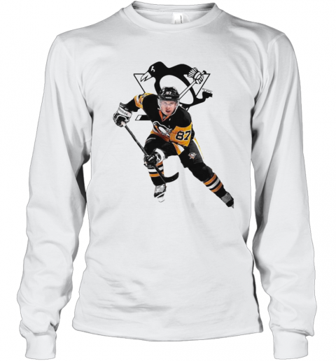 Crosby 87 Pittsburgh Penguins Hockey Team T-Shirt Long Sleeved T-shirt 
