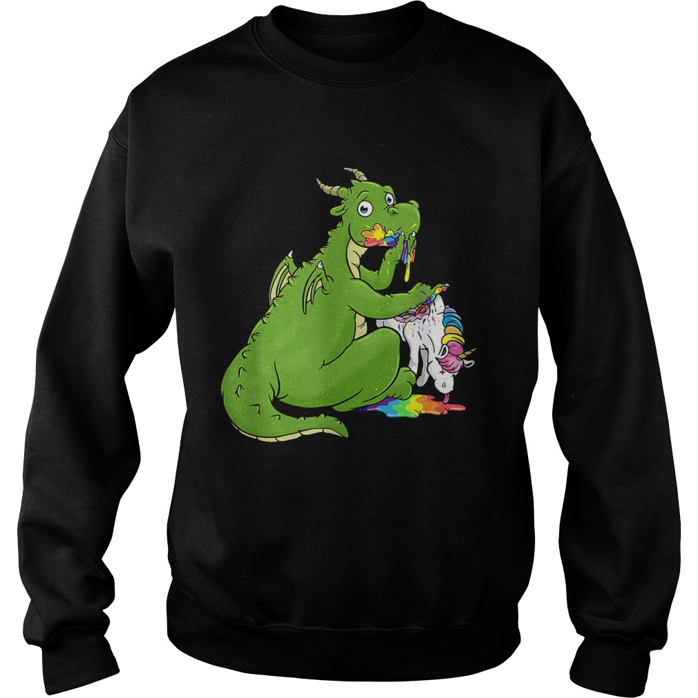 Dinosaur T Rex Eat Unicorn Wie Da Letzte Sweatshirt