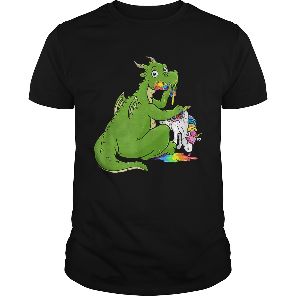 Dinosaur T Rex Eat Unicorn Wie Da Letzte shirt