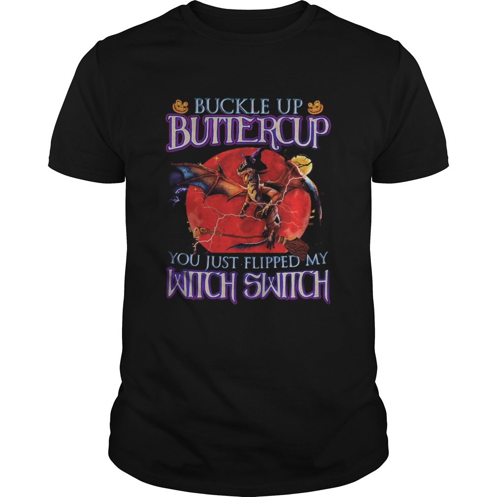 Dragon Halloween Buckle Up Buttercup you just flipped my witch switch sunset shirt