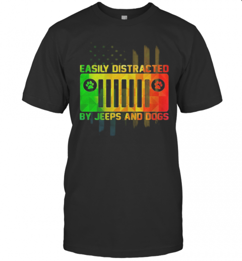 Easily Distracted By Jeeps And Dogs Paw T-Shirt