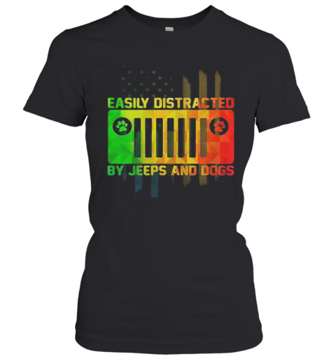 Easily Distracted By Jeeps And Dogs Paw T-Shirt Classic Women's T-shirt