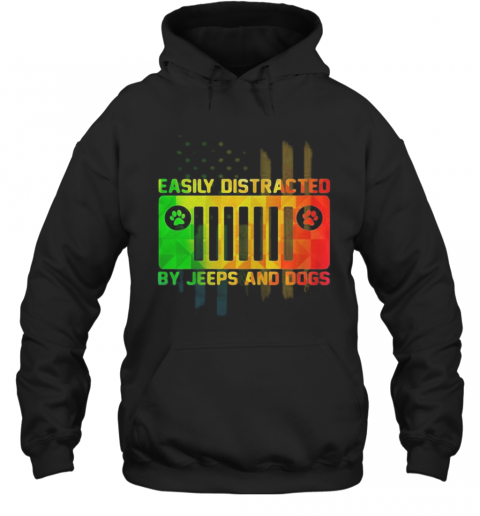 Easily Distracted By Jeeps And Dogs Paw T-Shirt Unisex Hoodie