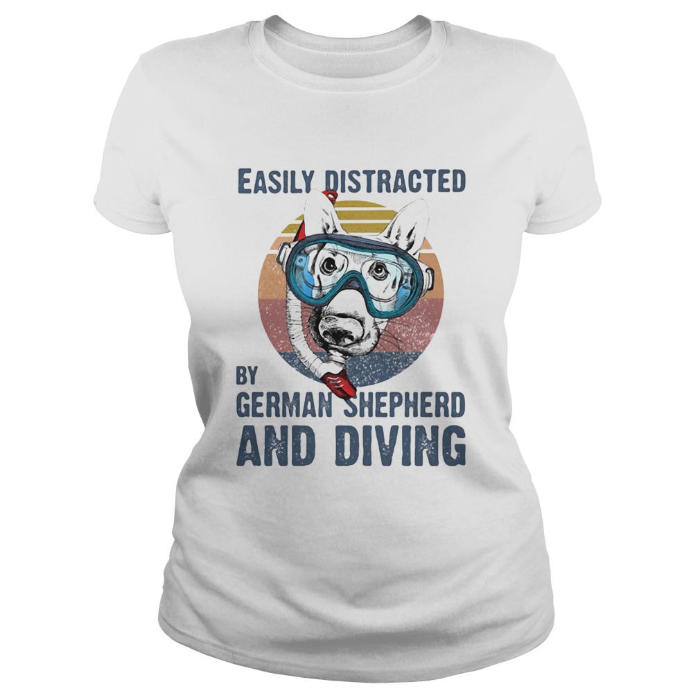 Easily distracted by german shepherd and scuba diving vintage retro Classic Ladies