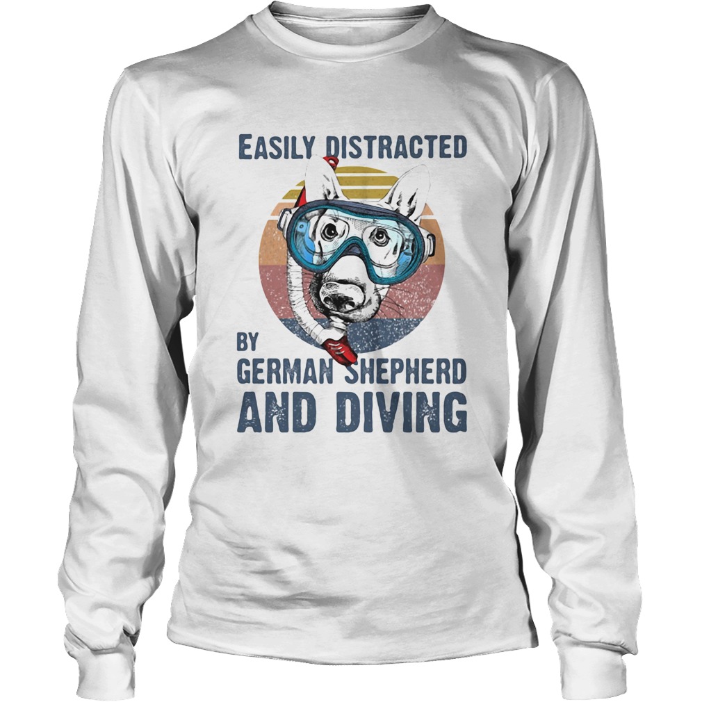 Easily distracted by german shepherd and scuba diving vintage retro Long Sleeve