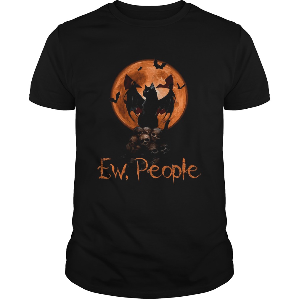 Ew People Black Cat Bats Moon Skull Halloweenshirt