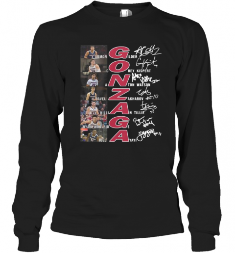 Gonzaga Bulldogs Basketball Players Signatures T-Shirt Long Sleeved T-shirt 