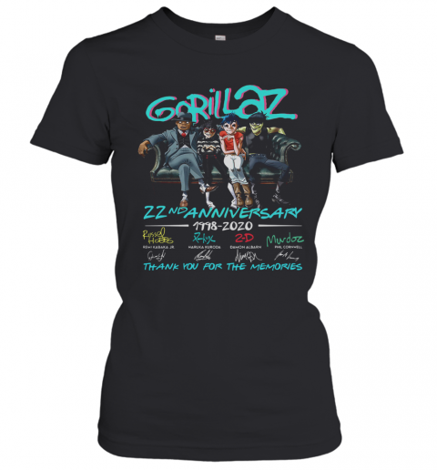 Gorillaz 22Nd Anniversary 1998 2020 Thank You For The Memories Signatures T-Shirt Classic Women's T-shirt