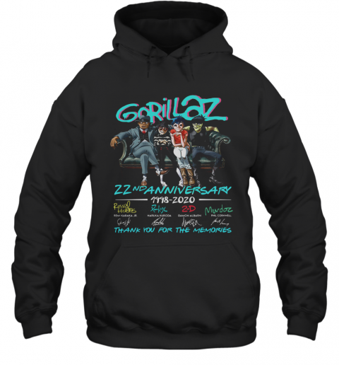 Gorillaz 22Nd Anniversary 1998 2020 Thank You For The Memories Signatures T-Shirt Unisex Hoodie