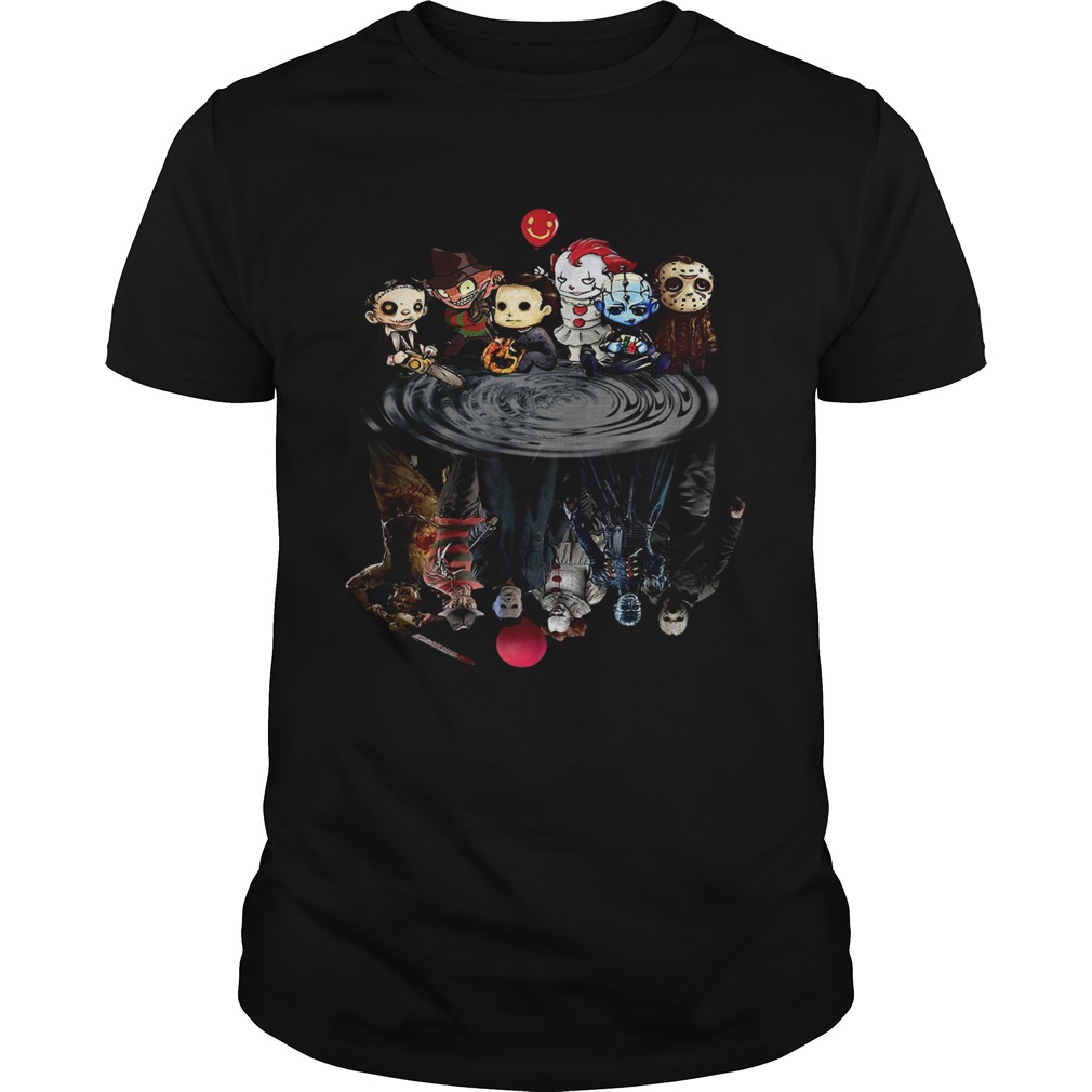 Halloween Horror Characters Movies Water Mirror Reflection shirt