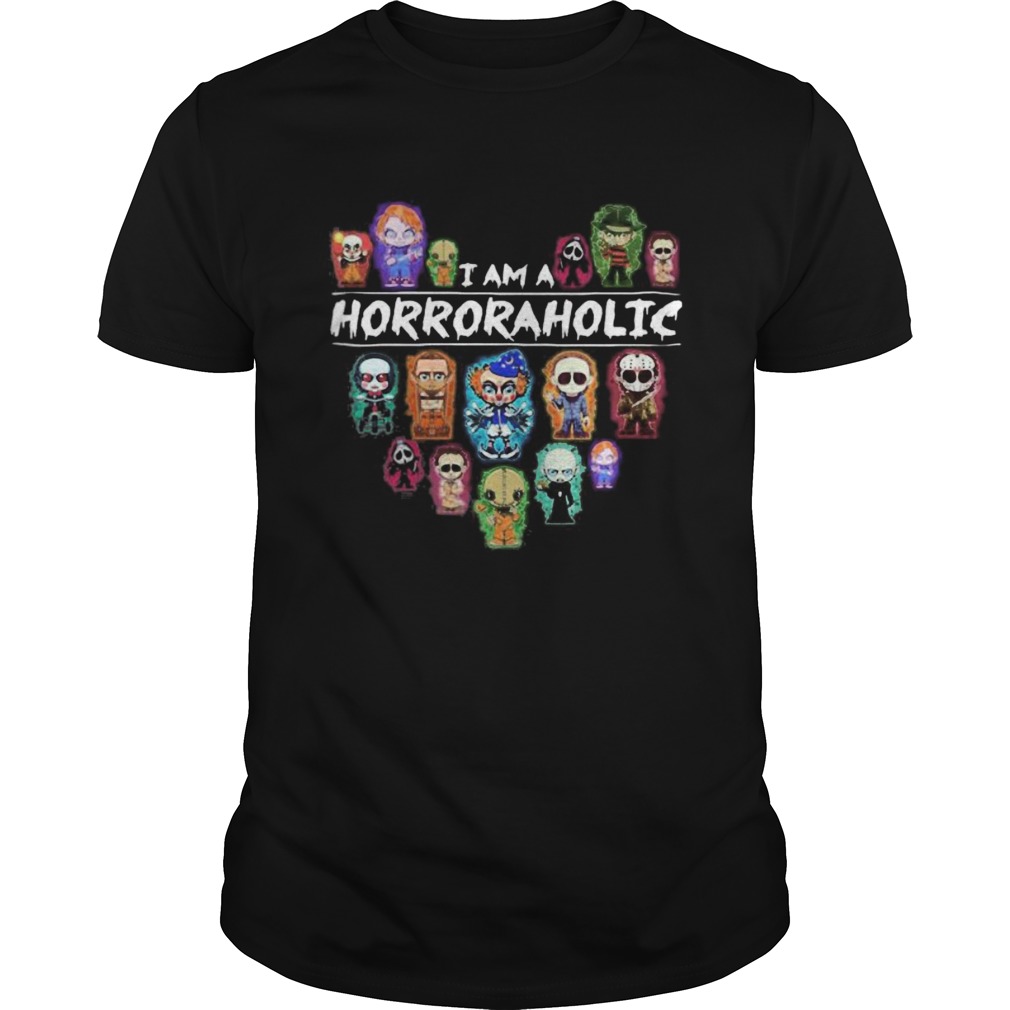 Halloween i am a horror aholic heart shirt