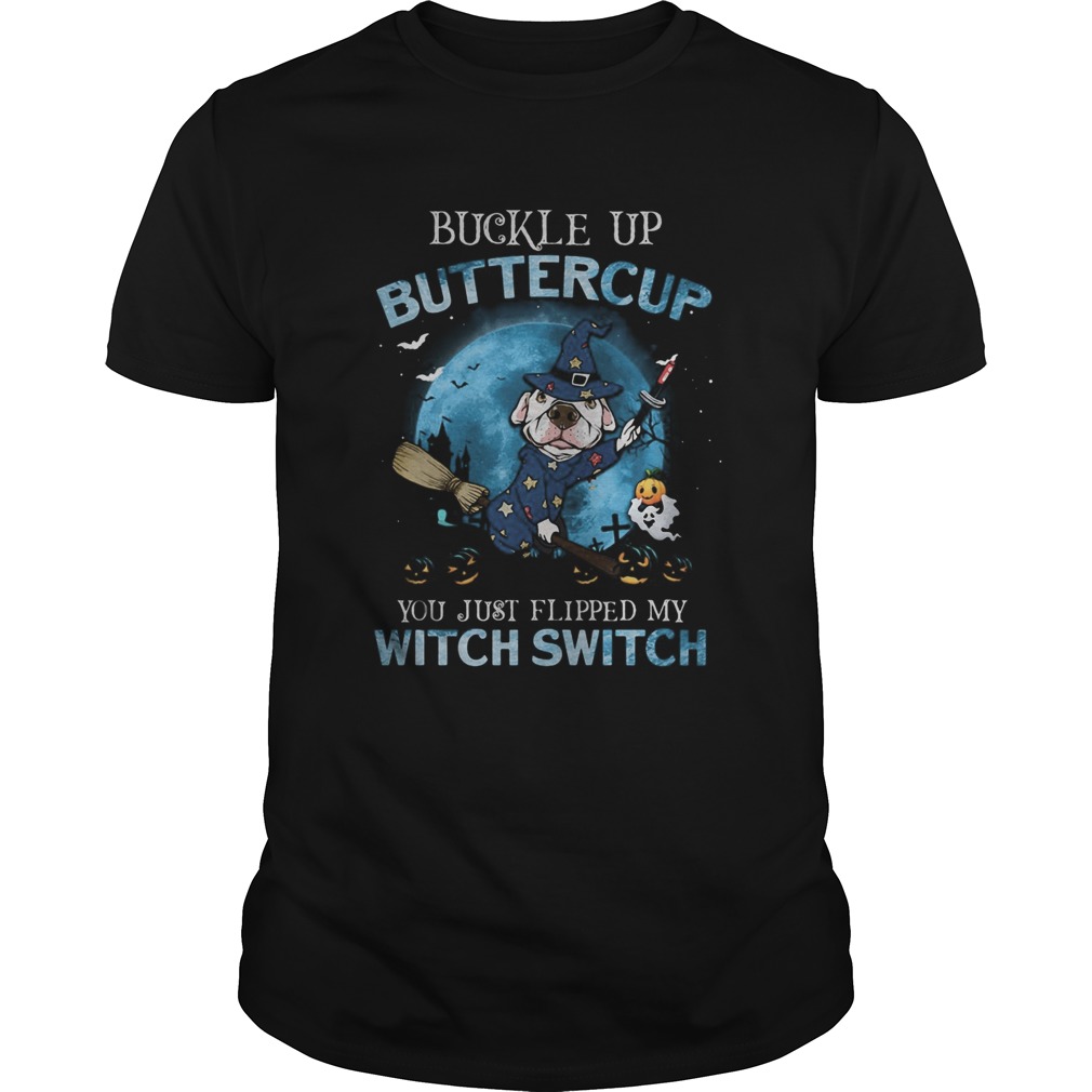 Halloween pitbull buckle up buttercup you just flipped my witch switch shirt