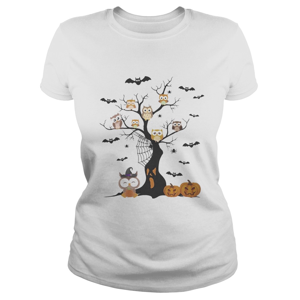 Halloween tree owls witch pumpkin Classic Ladies