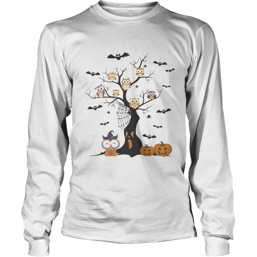 Halloween tree owls witch pumpkin Long Sleeve