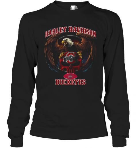 Harley Davidson Skull Ohio State Buckeyes T-Shirt Long Sleeved T-shirt 