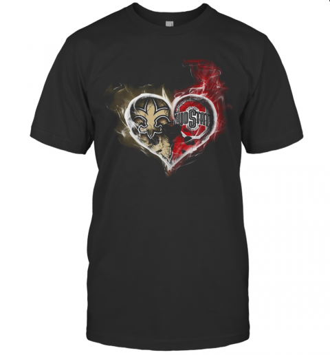 Heart New Orleans Saints And Ohio State Buckeyes T-Shirt
