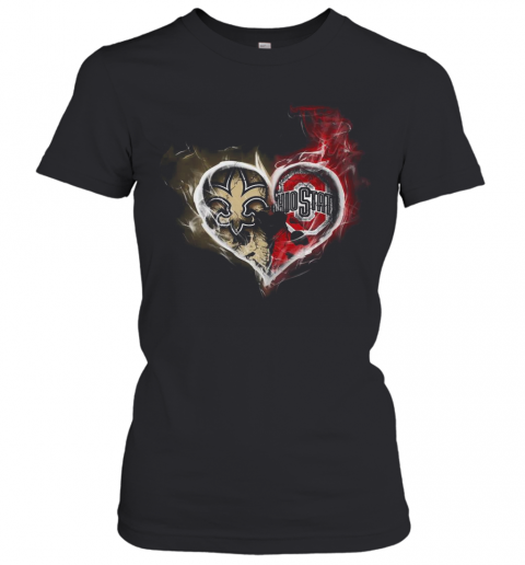 Heart New Orleans Saints And Ohio State Buckeyes T-Shirt Classic Women's T-shirt