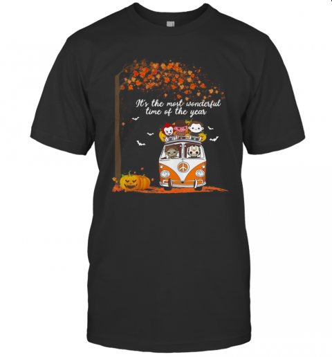 Hippie Car Horror Characters Chibi It'S The Most Wonderful Time Of The Year Halloween T-Shirt