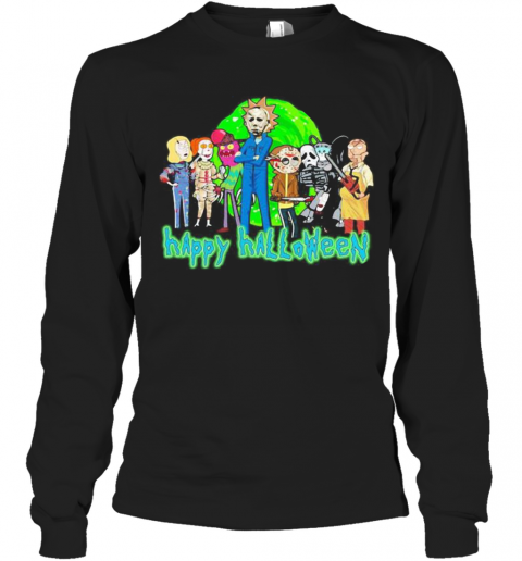 Horror Characters Rick And Morty Happy Halloween T-Shirt Long Sleeved T-shirt 