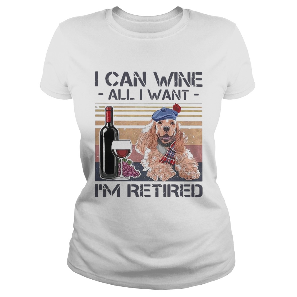 I Can Wine All I Want IM Retired Poodle Dog Vintage Retro Footprint Classic Ladies