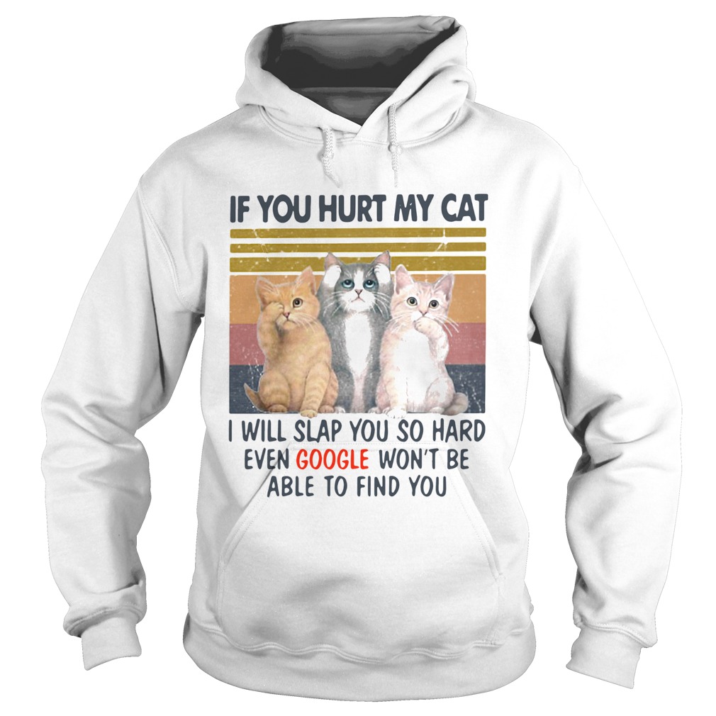 If You Hurt My Cat I Will Slap You So Hard Even Google Wont Be Able To Find You Vintage Retro Hoodie