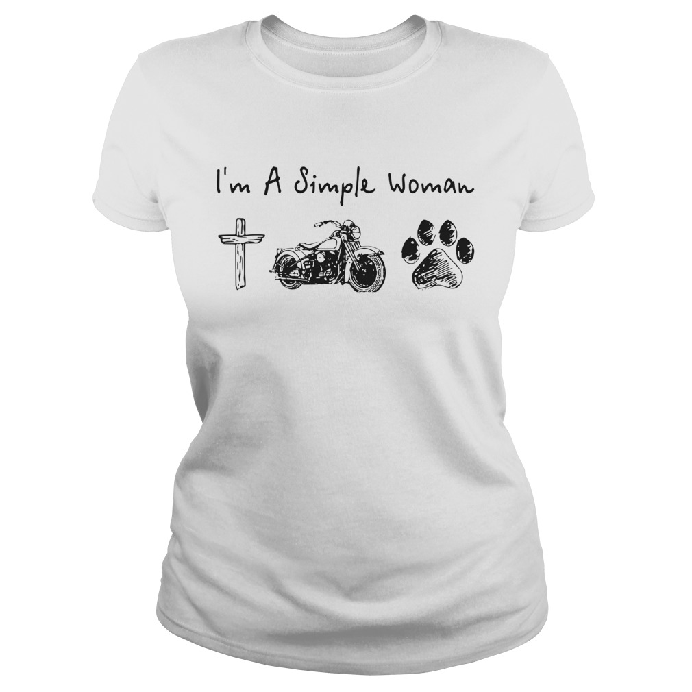Im A Simple Woman Jesus Motorcycle Dog Paw Classic Ladies