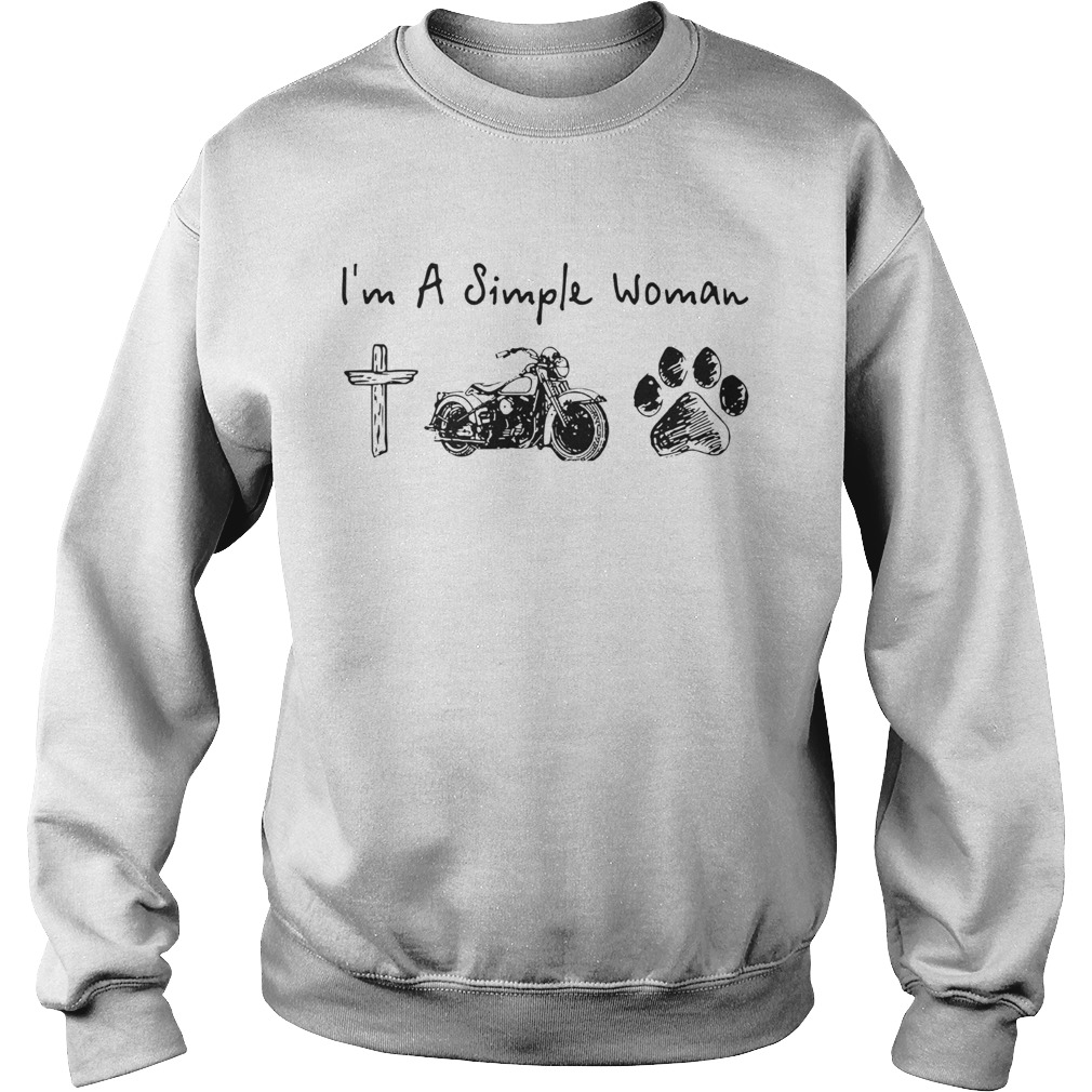 Im A Simple Woman Jesus Motorcycle Dog Paw Sweatshirt