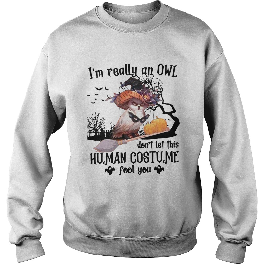 Im Really An Owl Dont Let This Human Costume Fool You Halloween Sweatshirt