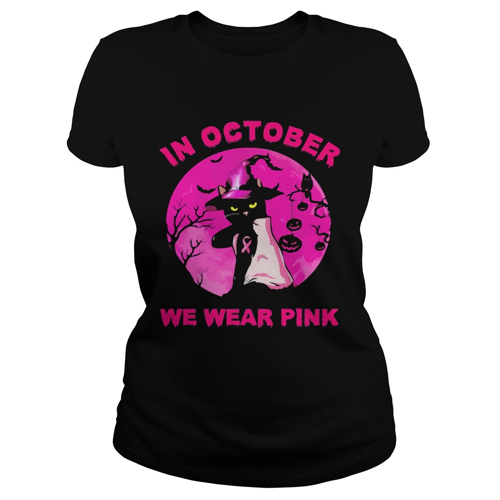 In October We Wear Pink Cat Moonlight Halloween Classic Ladies