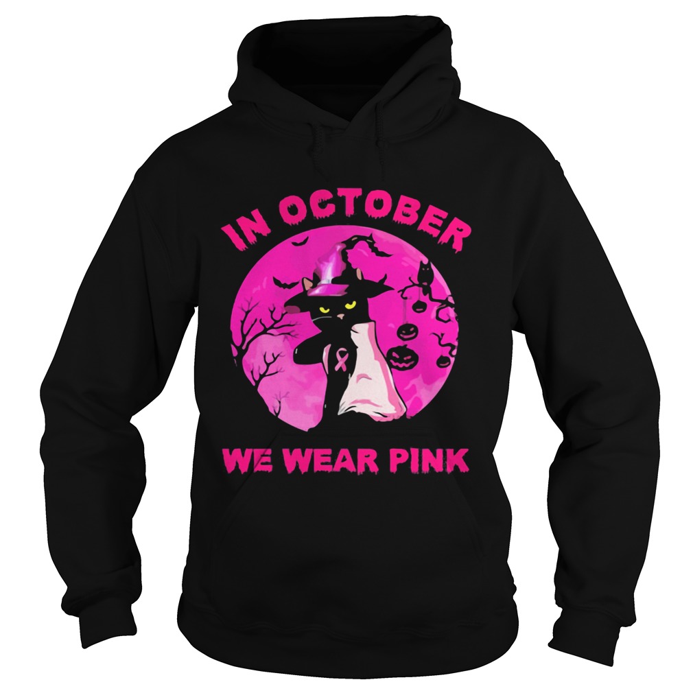 In October We Wear Pink Cat Moonlight Halloween Hoodie