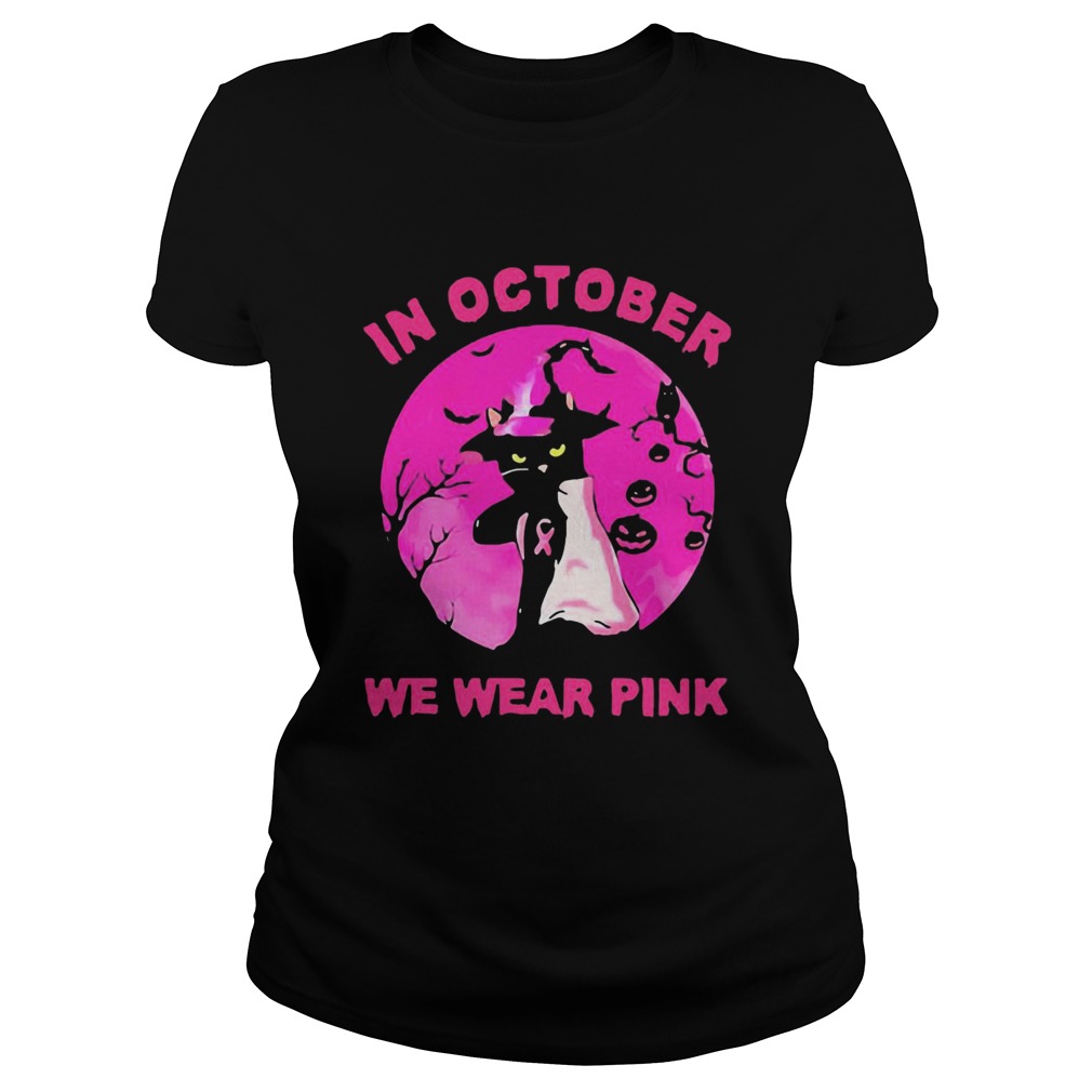 In October We Wear Pink Cat Sunset Halloween Classic Ladies