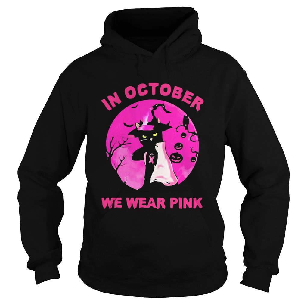 In October We Wear Pink Cat Sunset Halloween Hoodie