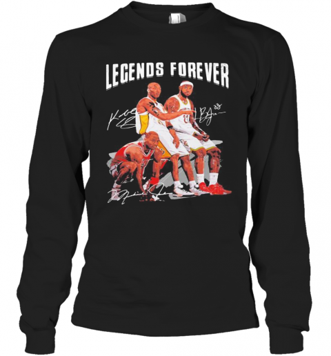 Legends Forever Kobe Bryant Lebron James And Michael Jordan Signatures T-Shirt Long Sleeved T-shirt 