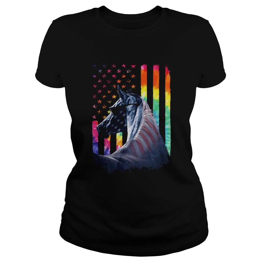Lgbt horse american flag independence day Classic Ladies