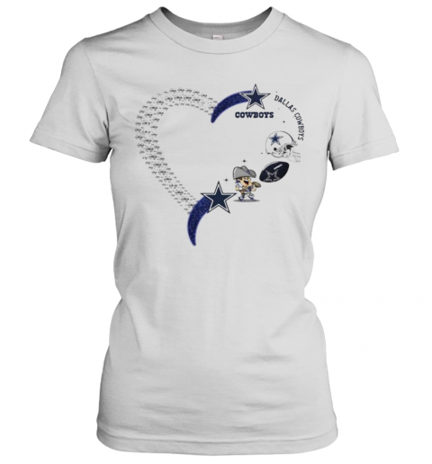 Love Dallas Cowboys Football Heart Diamond T-Shirt Classic Women's T-shirt