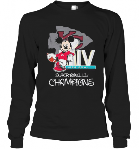 Mickey Mouse Kansas City Chiefs Super Bowl Liv Champions T-Shirt Long Sleeved T-shirt 