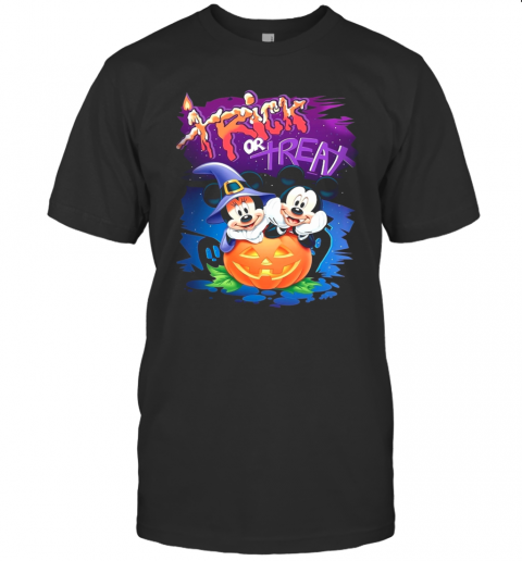 Minnie And Mickey Mouse Trick Or Treat Happy Halloween T-Shirt