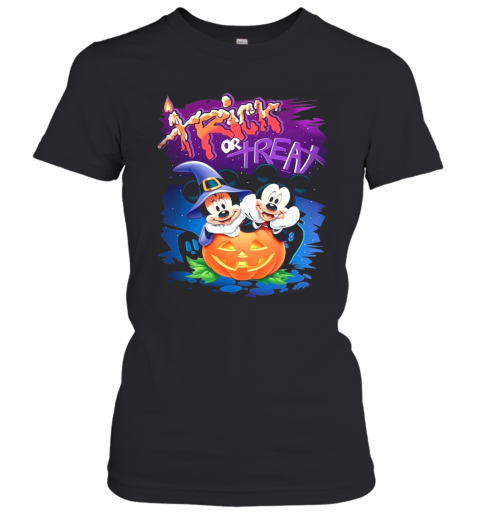 Minnie And Mickey Mouse Trick Or Treat Happy Halloween T-Shirt Classic Women's T-shirt