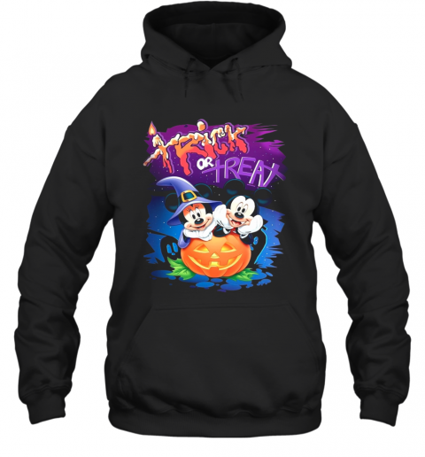Minnie And Mickey Mouse Trick Or Treat Happy Halloween T-Shirt Unisex Hoodie